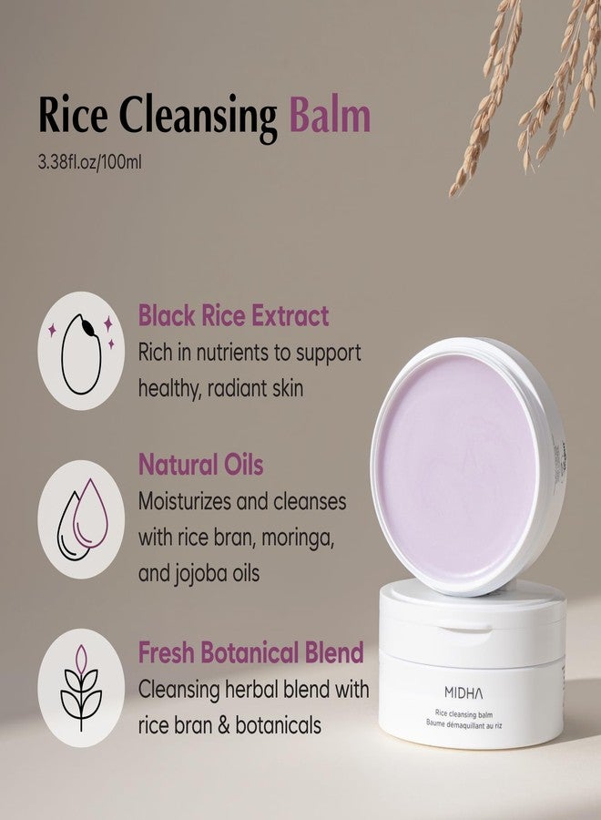 MIDHA RICE CLEANSING BALM, 3.38fl.oz/100ml, Deep cleansing, Moisturising, Gentle makeup remover, Balm to oil formula, daily facial wash, Non-irritating cleanser, Blackhead cleansing, Hydrating, Vegan - Image 2